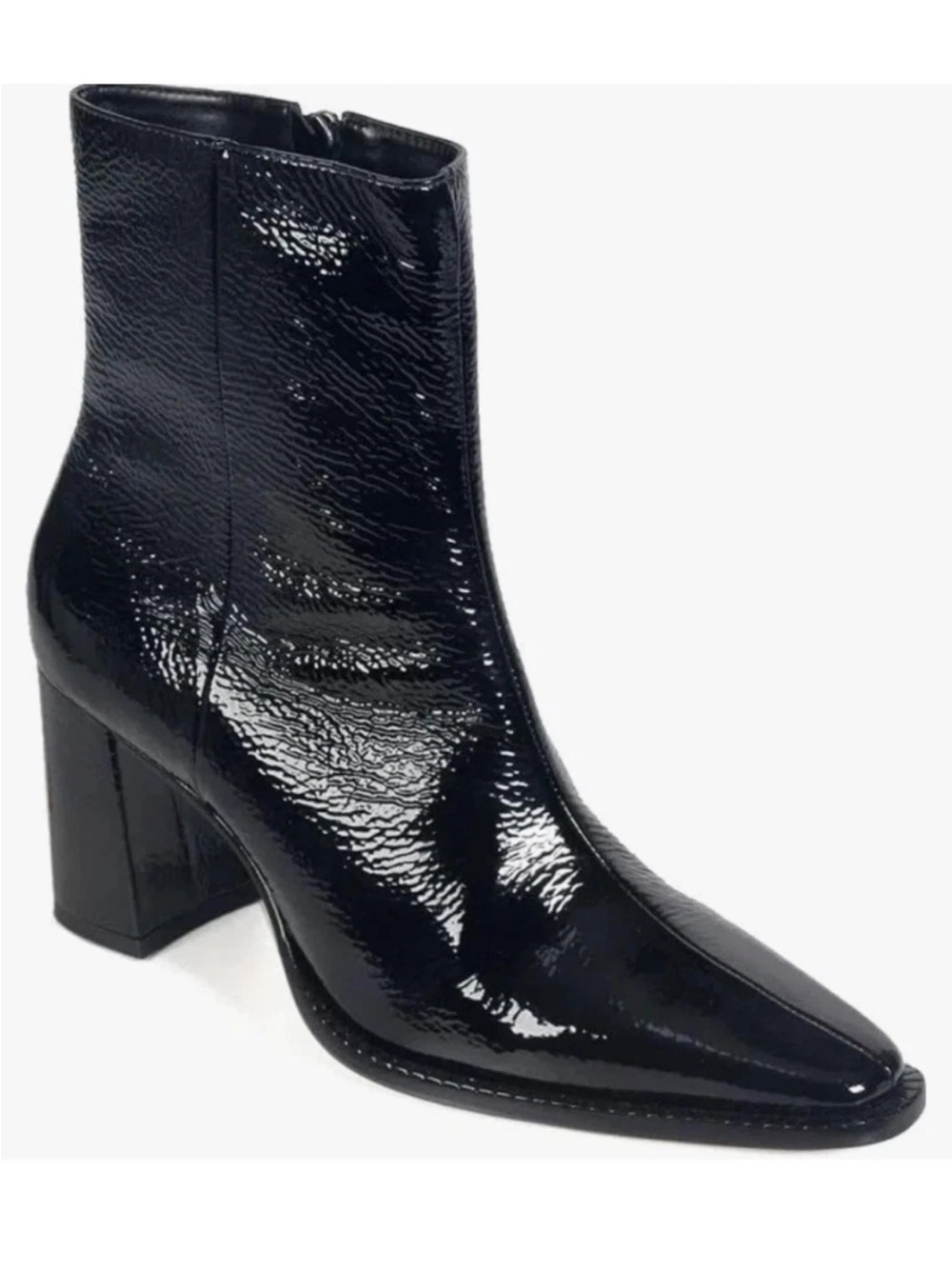 Patent Black Paula Torres Handmade in Brazil Block Heel Ankle Boots